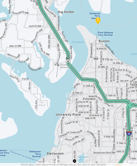 Narrows Bridge & Tacoma Traffic Map